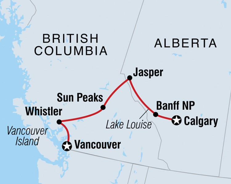 Grand Canadian Rockies tour map